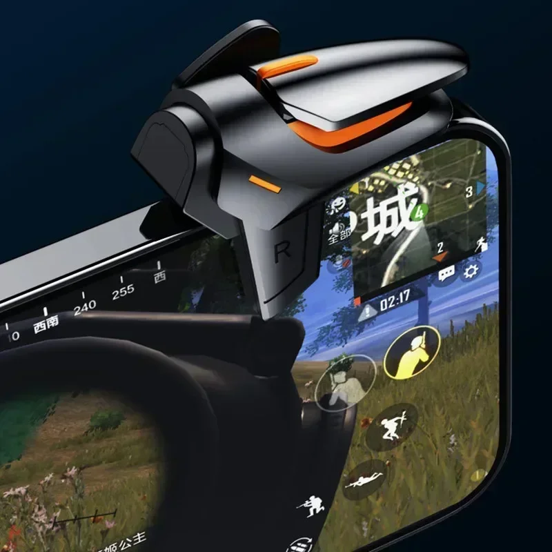 DY01 4 dedos ABS + aleación teléfono móvil PUBG juego gatillo objetivo tiro L1 R1 botón de llave Gamepad Joystick controlador para IOS Android