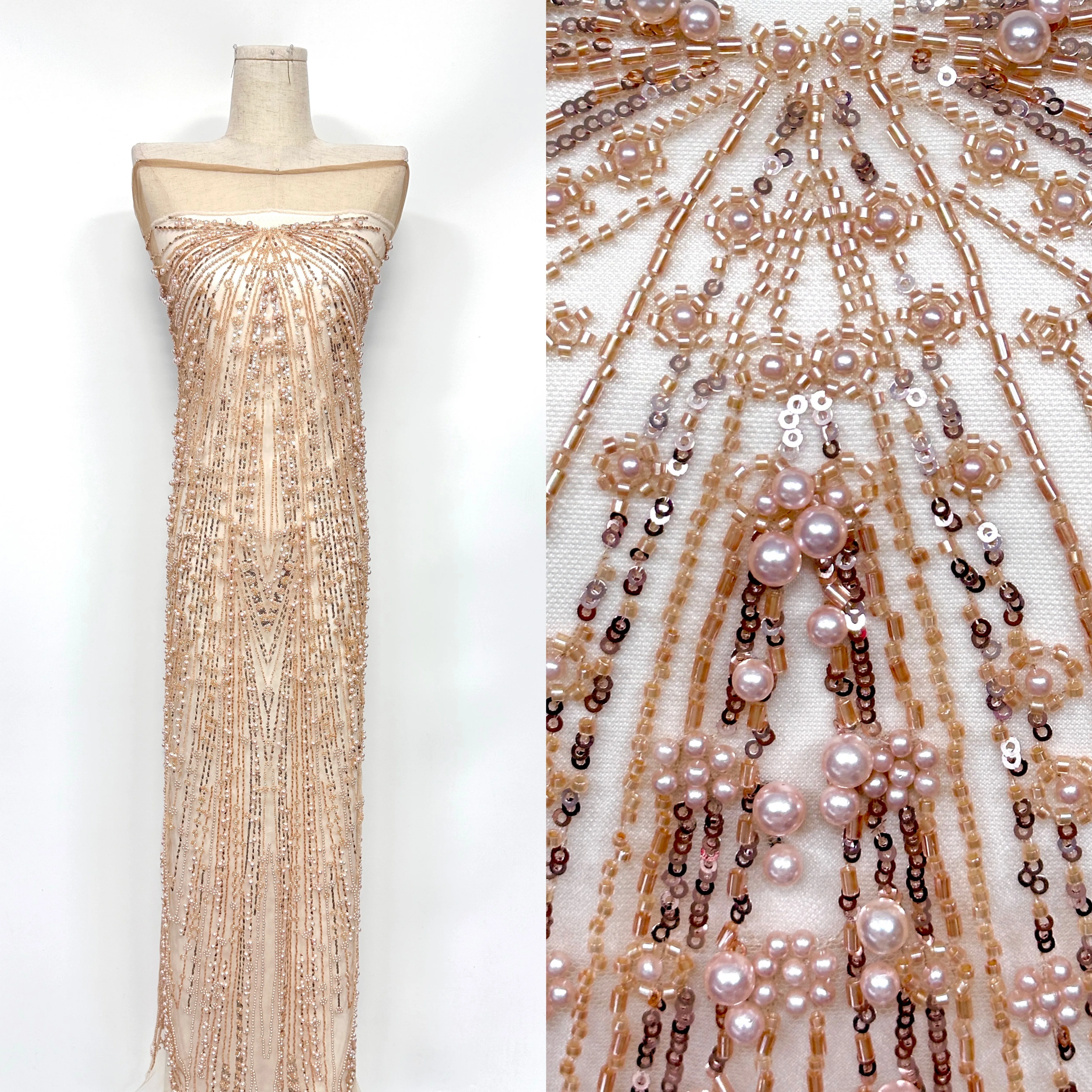 

Bridal European Embroidered Nigerian Sequins Tulle Lace African Lace Fabric For Wedding Party Material Sewing Beads Lace