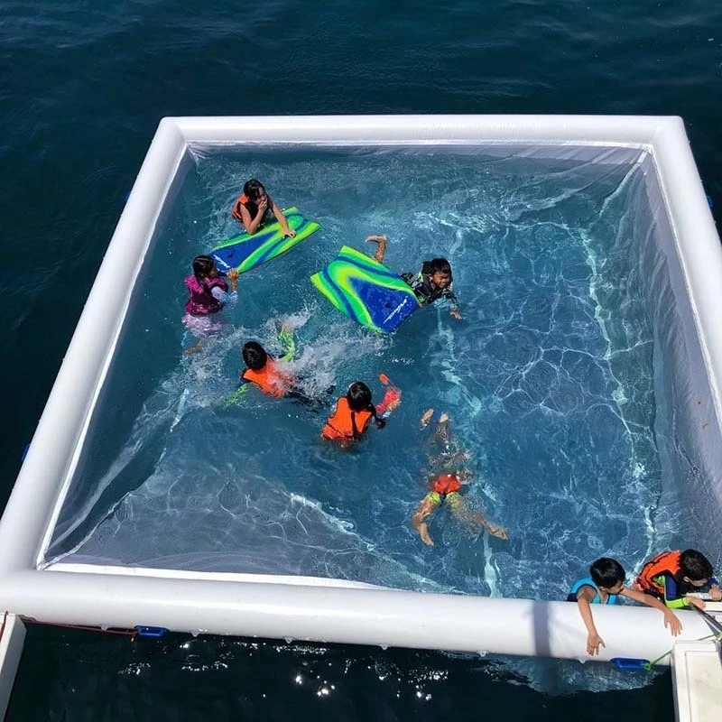 Inflatable water pool with net, swimming pool diving pool, water outdoor floating platform