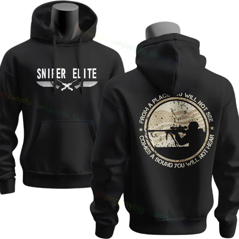 Funny "It's Like Golf But for Men with Sniperscope" Long Range Shooting Sniper Slogan Hoodies Long Sleeve Pullover Hoodie