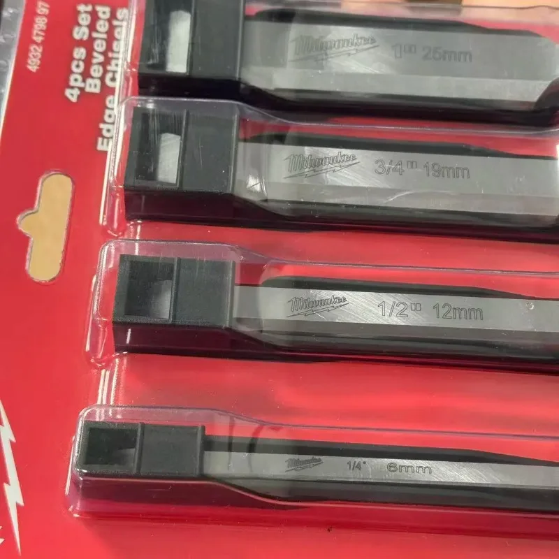 Milwaukee 4932479897 4Pcs Beveled Edge Wood Chisel Set 6mm 12mm 19mm 25mm Carpenter Woodworking Hand Chisels Tools