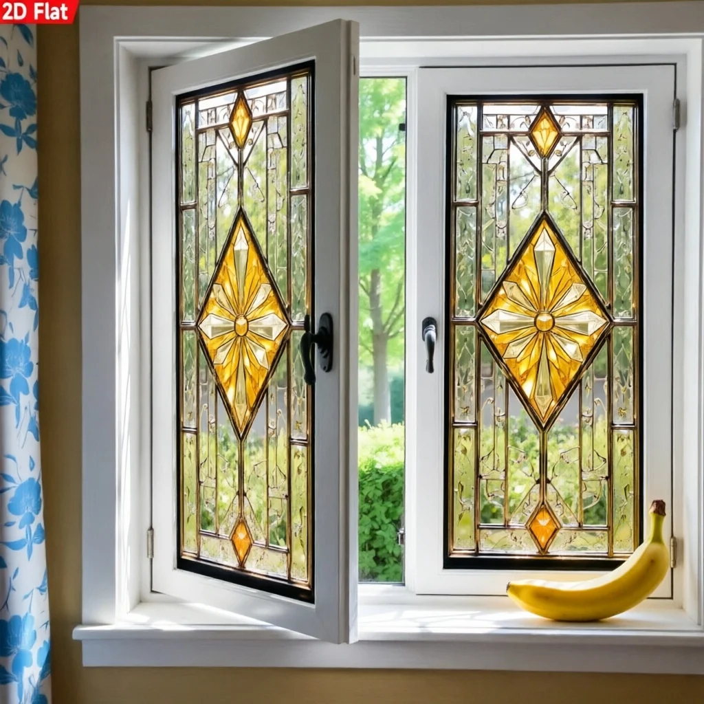 Vintage Golden Diamond Window Film 45x100cm Translucent Soft Refracted Light Waterproof Removable No Residue Glass Safe Decor