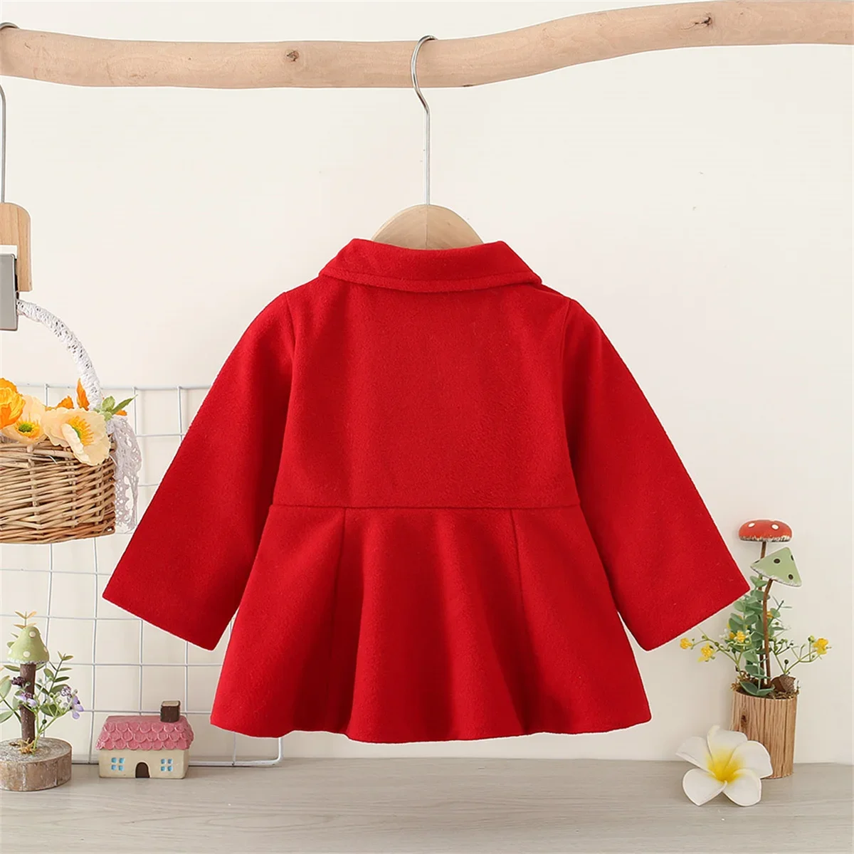 Spring And Autumn New Girls\' Baby Long Sleeve Coat Solid Polo Neck Infant Wool Coat Comfortable Girl Children\'S Clothing