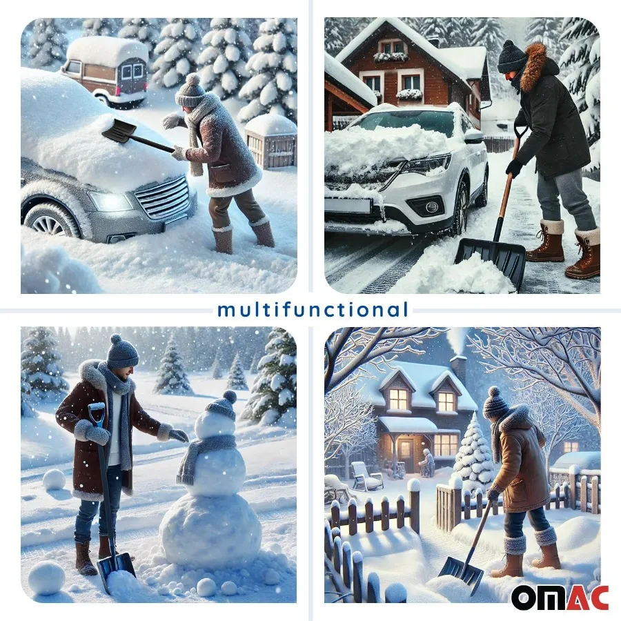 مجرفة السيارة للثلج المحمولة السوداء مجموعة مجرفة الثلج خفيفة الوزن قابلة للطي مجرفة الثلج قابل للتعديل مريح مجرفة قابلة للطي #6