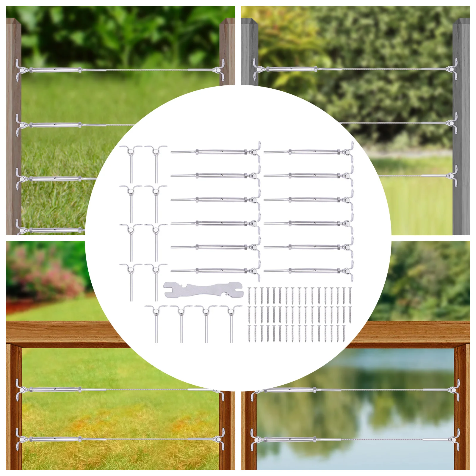 Durable 316 Stainless Steel Railing Swage Threaded Studs, 12 Pairs with Turnbuckles and Adjustable Length for Secure Outdoor