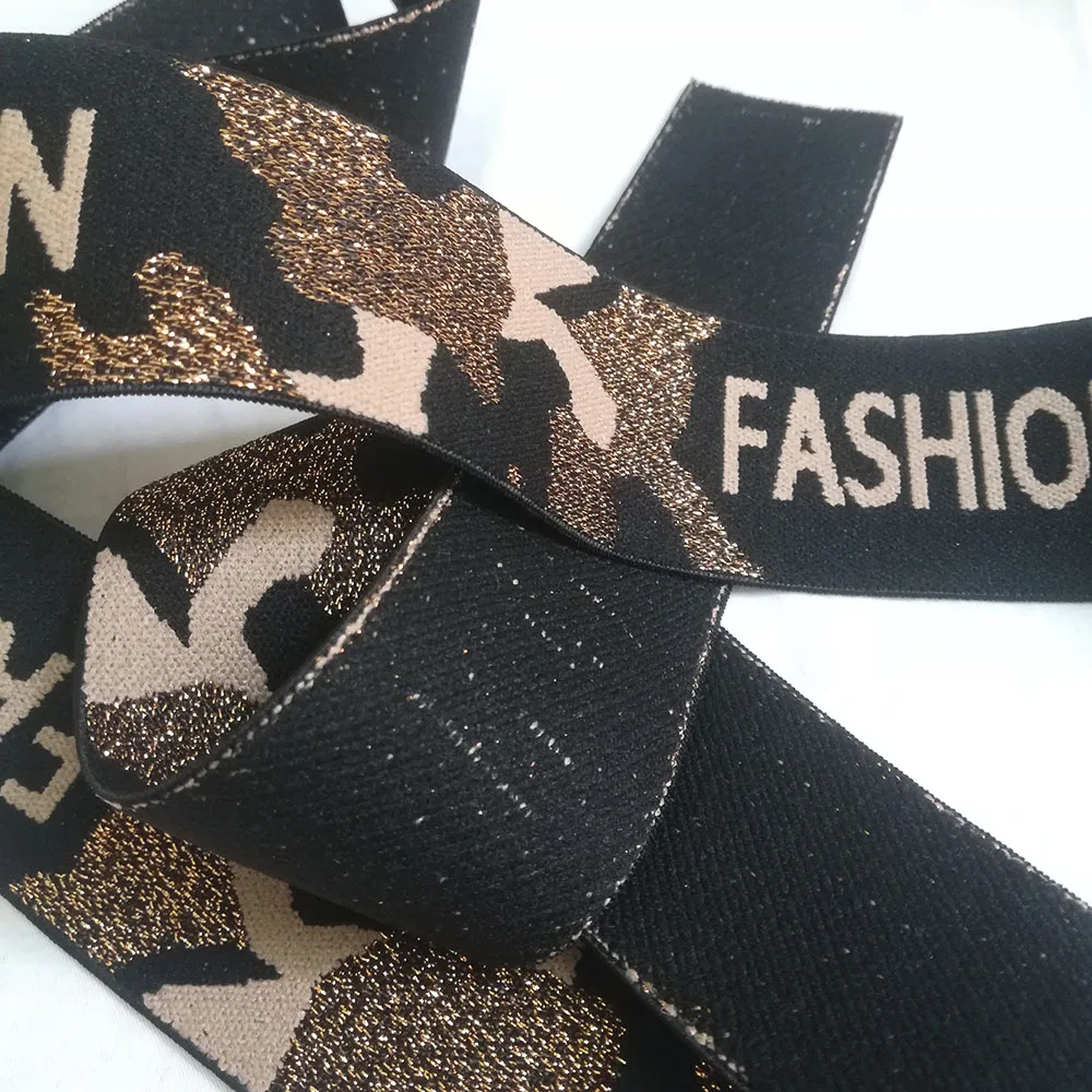 Fashion Camouflage Shiny Jacquard Elastic Band Clothing Bags Trousers Elastic Webbing 4CM DIY Sewing Accessories Rubber Webbing