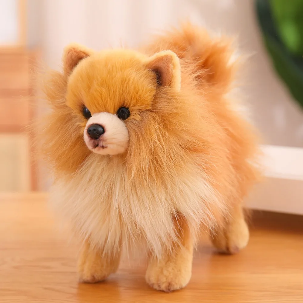 Lovely Standing Pomeranian Stuffed Animals Real Life Simulation Pomeranian Dog Pet Home Decor Stuffed Puppy Girls