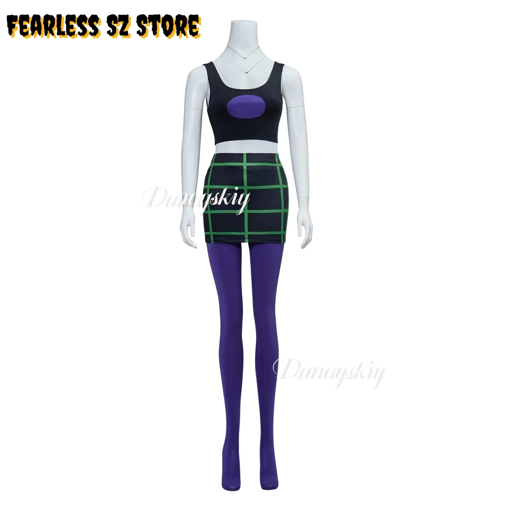 

Костюм для косплея Данни: женский топ без рукавов и мини-юбка в клетку с колготками, наряд на Хэллоуин