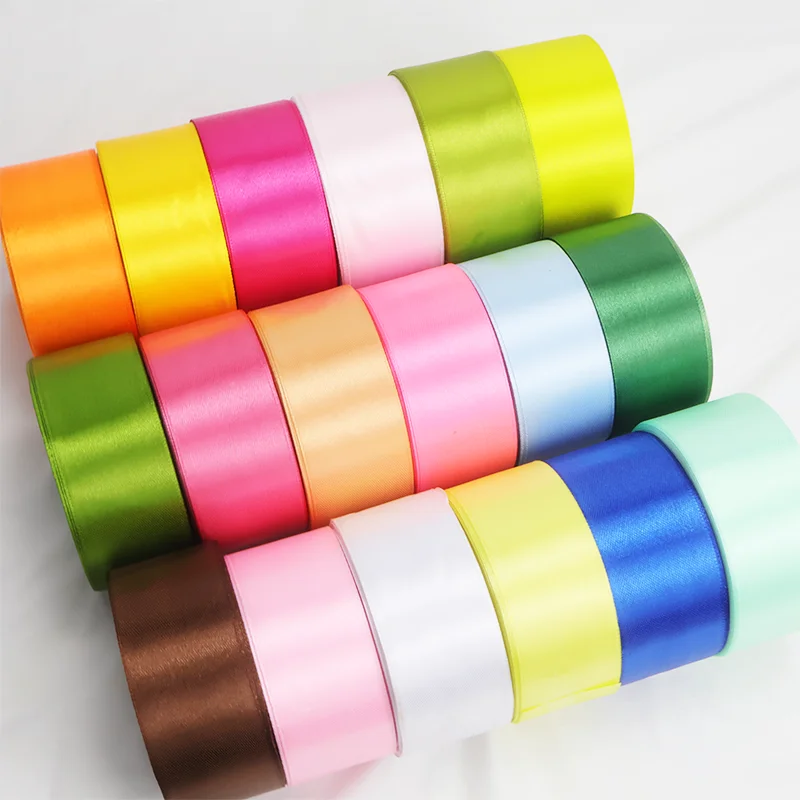 1Pcs 22meters 40mm Satin Ribbons Crafts Bow DIY Gift Wrap Pink Red Orange Yellow Green Blue Khaki Gold White Ribbons DIY Strap