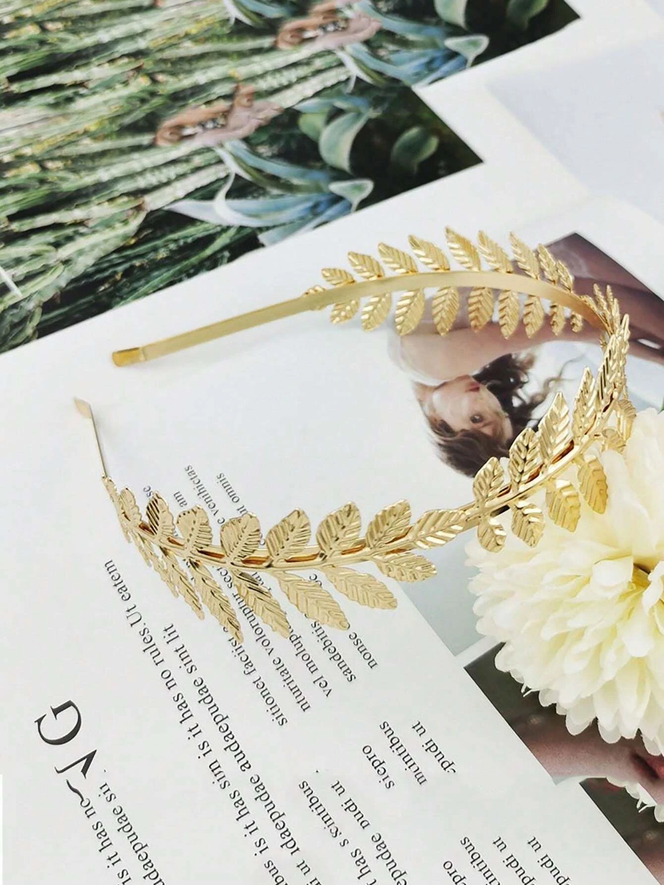 1 Stück Damen Vintage Barock Europäischer & Amerikanischer Stil Braut Haarband mit alten Blättern und Zweigen, modisches Haarband – Detail 5
