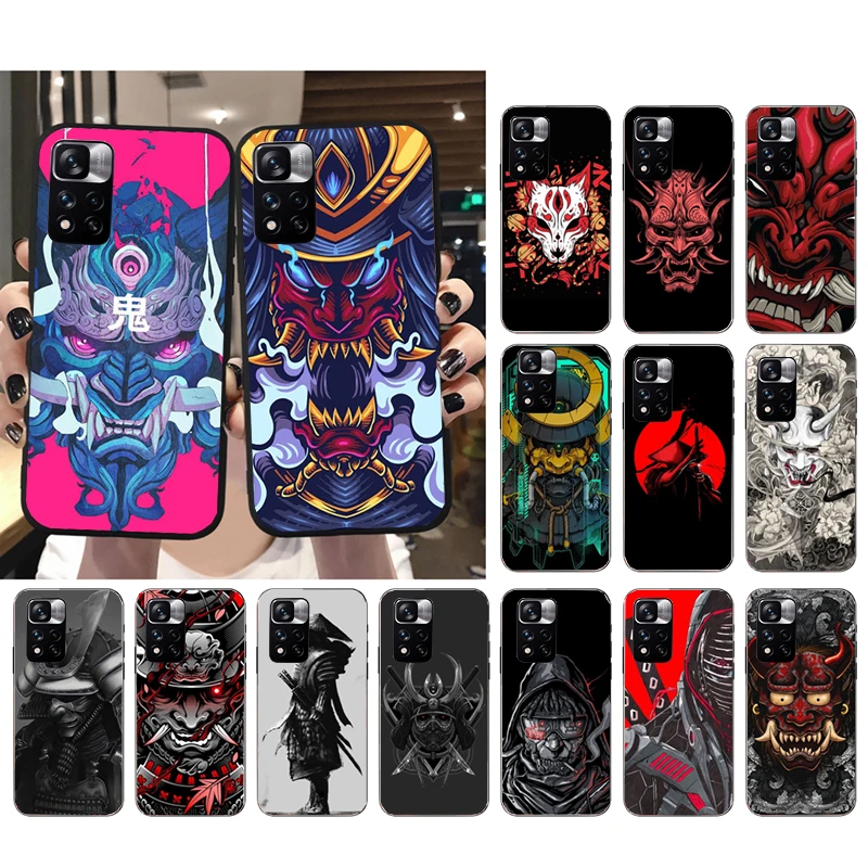 

Phone Case for Xiaomi Redmi note 13 12 Pro 11S 11 10 Pro 10S 12S Redmi 13 13C 10 10C Japanese Samurai Oni Mask