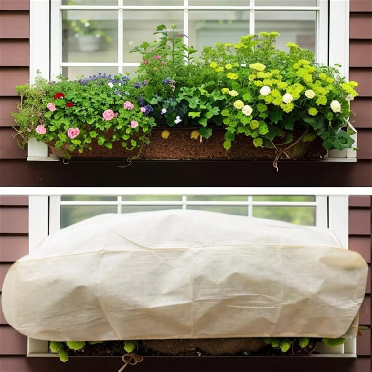 Rectangular Planter Box Protector Protects Plants in Balcony, Windowsill and Patio Planter Boxes From Frost, Wind 2Pcs
