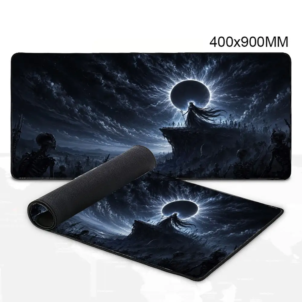 Gothic Dark Queen Skeleton Army Eclipse Night Landscape Big Anti-Slip Extended Gaming Mouse Pad Desk Keyboard Mat