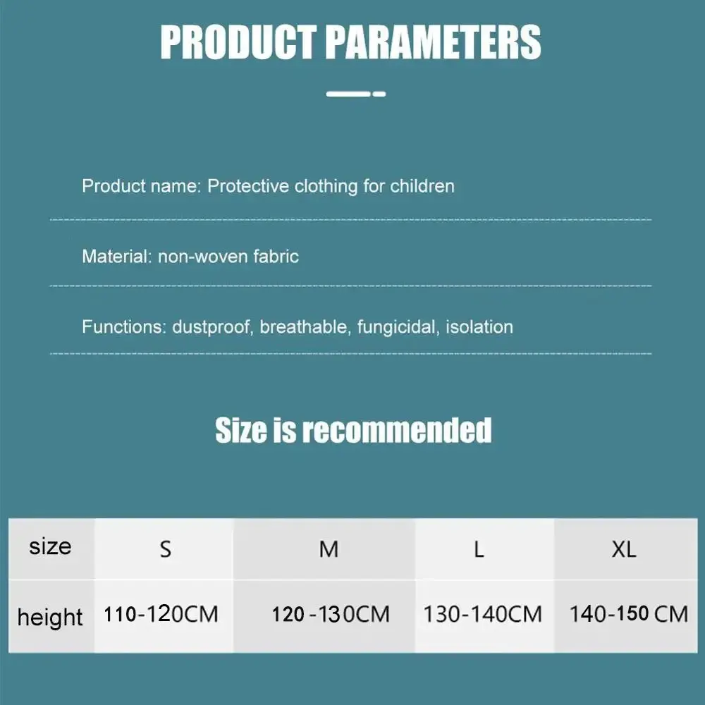 Protective Kids Breathable Dustproof Coveralls Isolation Suit Hood Children Disposable Full Body Gown Lightweight Play Clothing