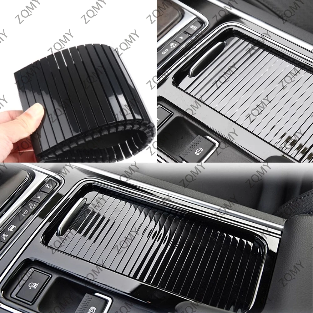 Black Car Center Console Water Cup Holder Roller Blind Drink Holder Decorative Plate For Jaguar XE XEL XF XFL F-PACE T2H3071