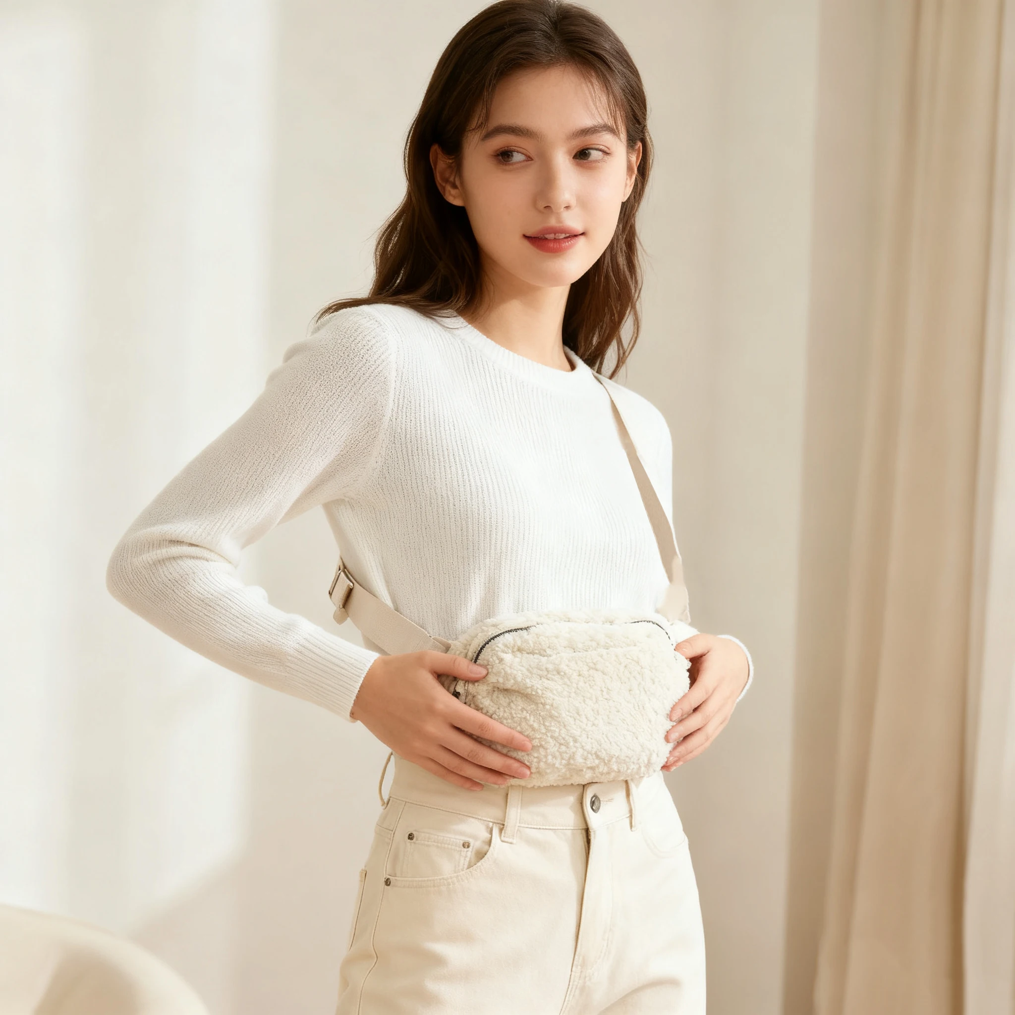 

Mini Everywhere Belt Bag Fleece Sherpa Small Fanny Pack Crossbody Bags for Women Trendy Cute Waist Pouch Side Bag