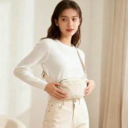 Mini Everywhere Belt Bag Fleece Sherpa Small Fanny Pack Crossbody Bags for Women Trendy Cute Waist Pouch Side Bag