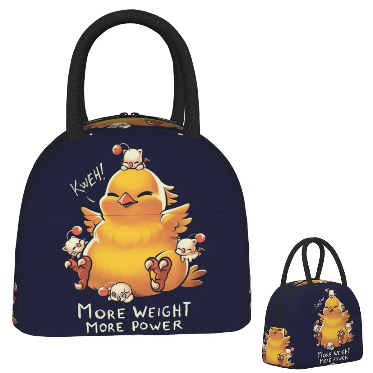 

Funny Fat Chocobo - Big Power Lunch Bags Insulated Bento Box Waterproof Lunch Tote Picnic Bags Cooler Bag for Woman Girl Office