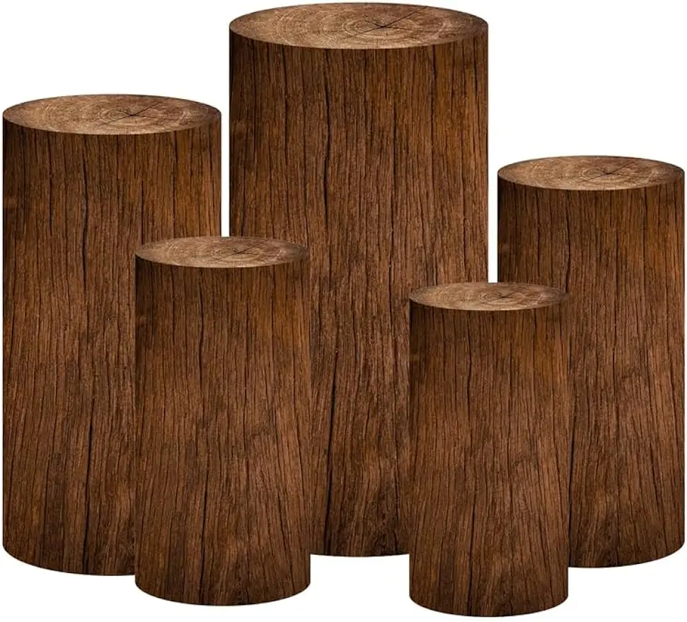 Spandex Pillar Covers for Metal Cylinder Pedestal Stands - 5 Pieces - Tree Bark Covers Only