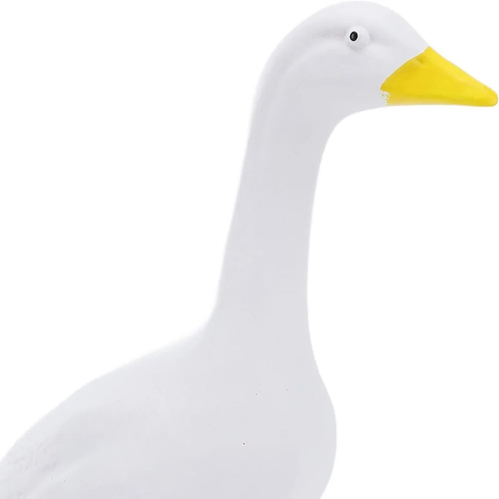 Elegant Mini Desk Goose Statue White Anti-tip Mini Goose Ornament Lifelike Design Resin Goose Figurine