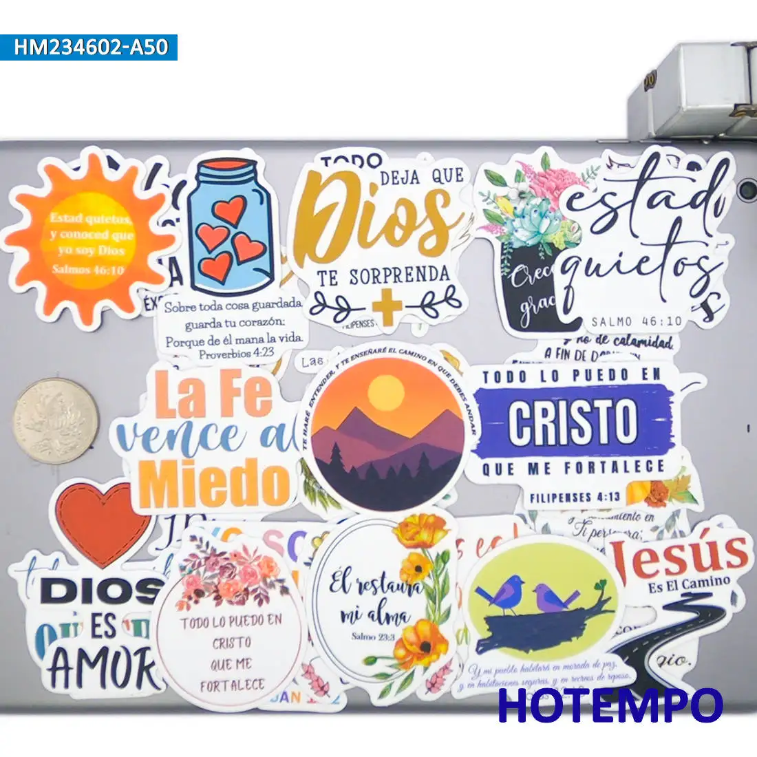 20/30/50Pieces Spanish Style God Love You Positive Slogan Stickers for Scrapbook Diary Luggage Car Bike Phone Laptop Sticker Toy