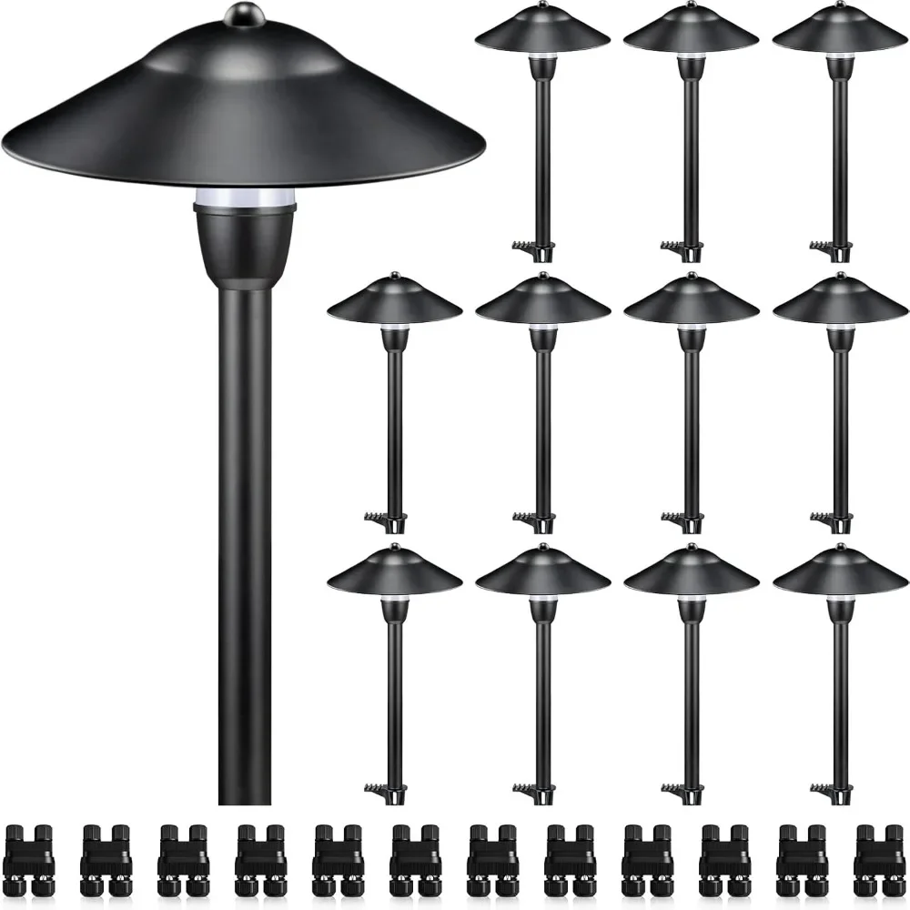 

LED Low Voltage Landscape Lights 3W Cast-Aluminum Pathway Lights Low Voltage 12-24V Waterproof Landscape Path Lights 12 Pack