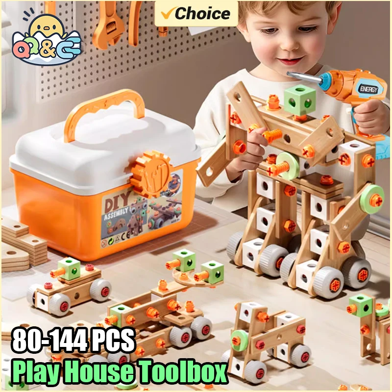 Children Electric Drill DIY Pretend Play Toolbox Screw Puzzle Disassembly Repair Kit Repair Driller Games Tool Toys for Kid Gift