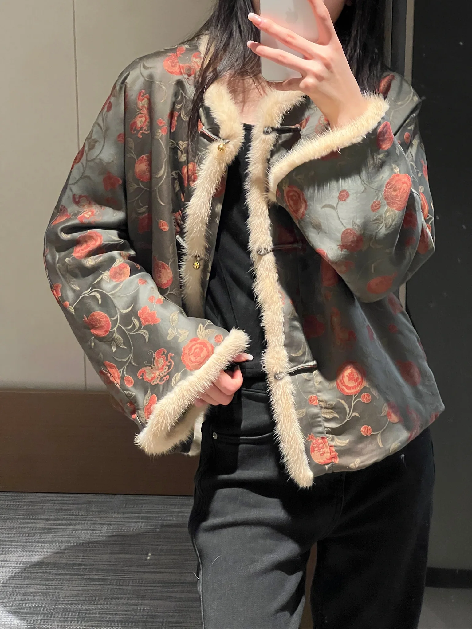 

00% Silk Fraant Cloud Silk Cotton Jaet Women's Sle New Chinese Traditional Faion Sòngjǐn Straight Tube Long...