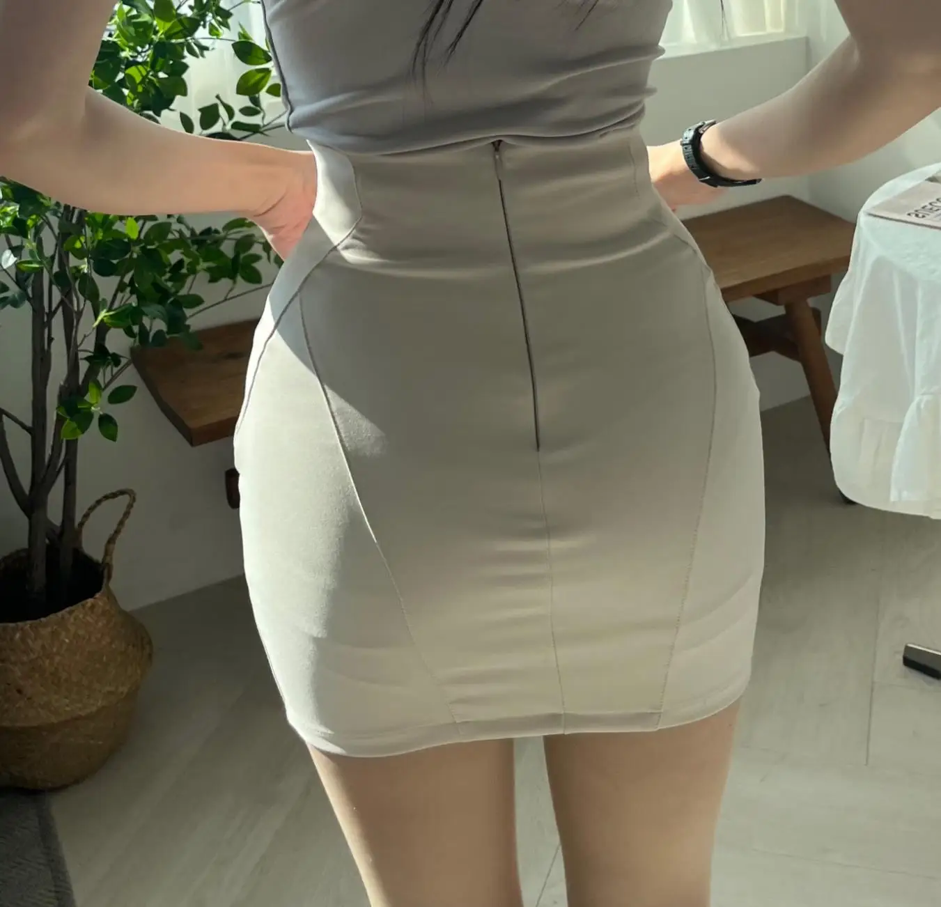 

Юбка женская летняя модная из смесового хлопка с высокой талией, облегающая, однотонная, простого дизайна, моделирующая фигуру