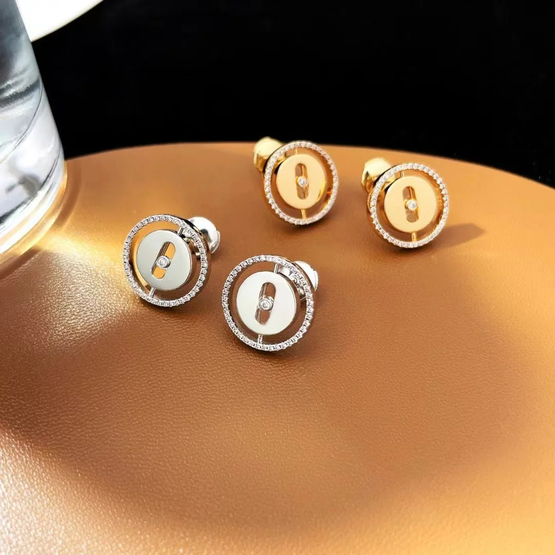 

Move Fortune Circle 18K Gold Plated CZ Stud Earrings 925 Sterling Silver for Women Instagram Minimalist Luxury Fashion Gift
