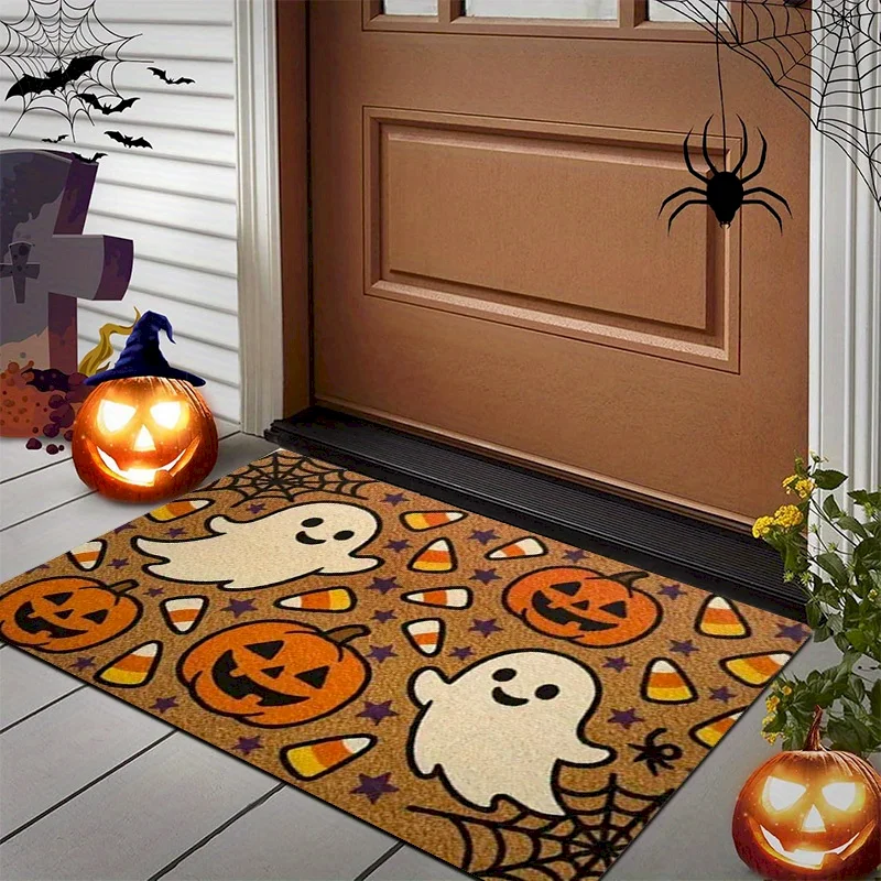 VIKAMA Halloween Cute Ghost Pumpkin Floor Mat Anti slip Water absorbing Carpet Entrance Anti slip Floor Mat Home Decoration