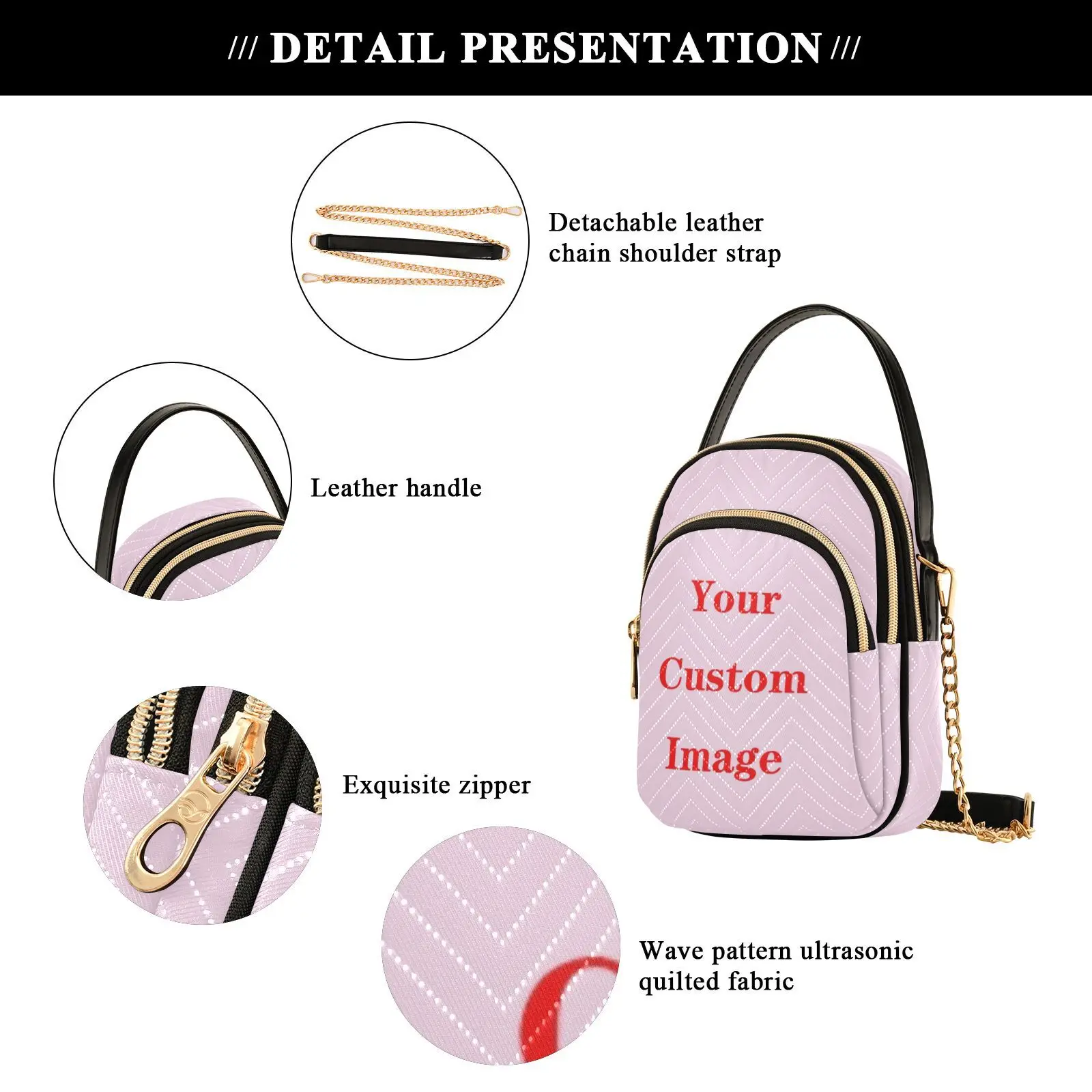 New Crossbody Bags For Women‘s 2023 Trend Fashion Polyester Simplicity Custom Image Small Chains Shoulder Handbags Purses