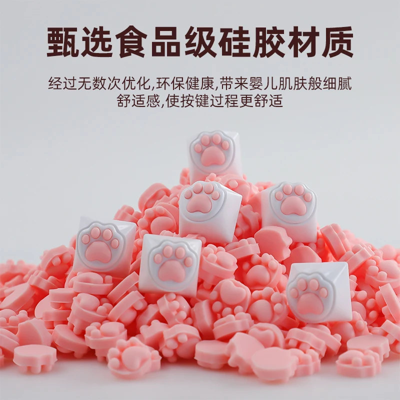 Penutup tombol keyboard silikon lembut imut warna pink untuk perempuan, penutup tombol kucing kain rock scissors, alas mouse logitech mx ergo, penutup tombol kunci.