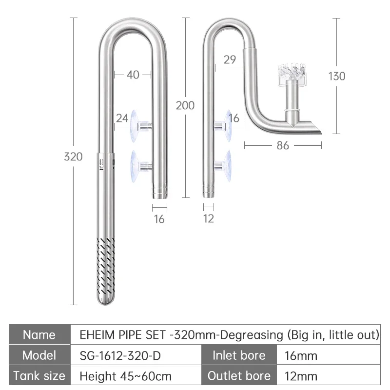 Week Aqua 304 Stainless Steel Inflow/Outflow Lily Pipe with