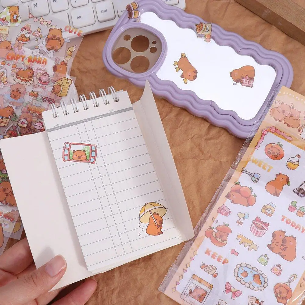 Süße Capybara Stapeln Capybara Aufkleber Mode Lustige Bade Capybara Aufkleber DIY Papier Cartoon Kapibara Aufkleber Mädchen