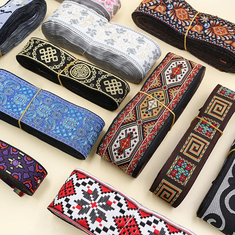1 Yards Ethnic Embroidery Lace Ribbon Webbing Lace Trim for DIY Garment Bag Accessories