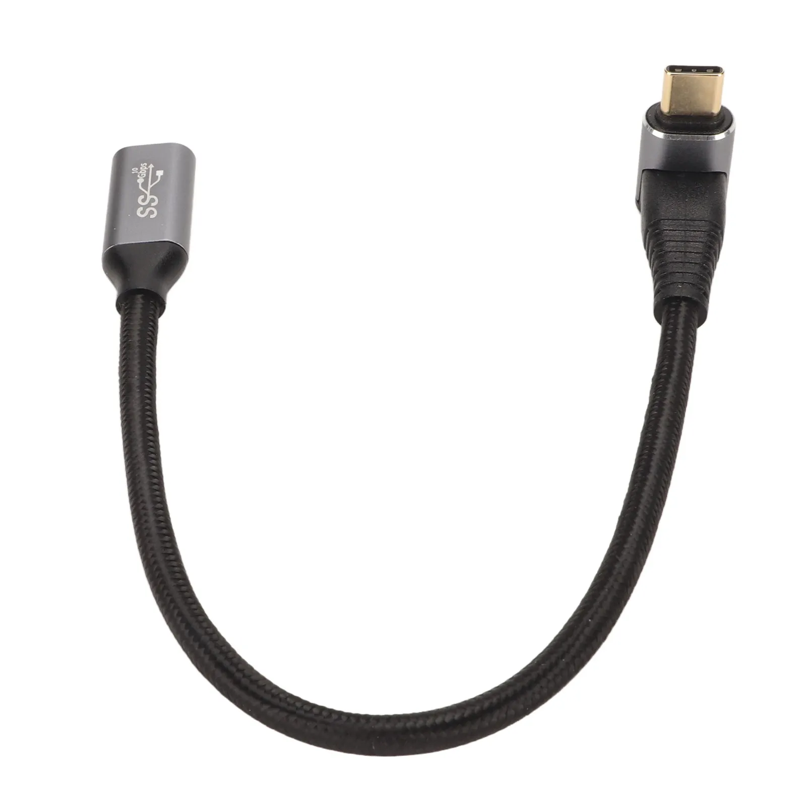 USB C Extension Cable Gold Plating Right Angle Nylon Braid USB C 3.1 Male To USB Female Cable Wear for Steam Deck Game Consoles