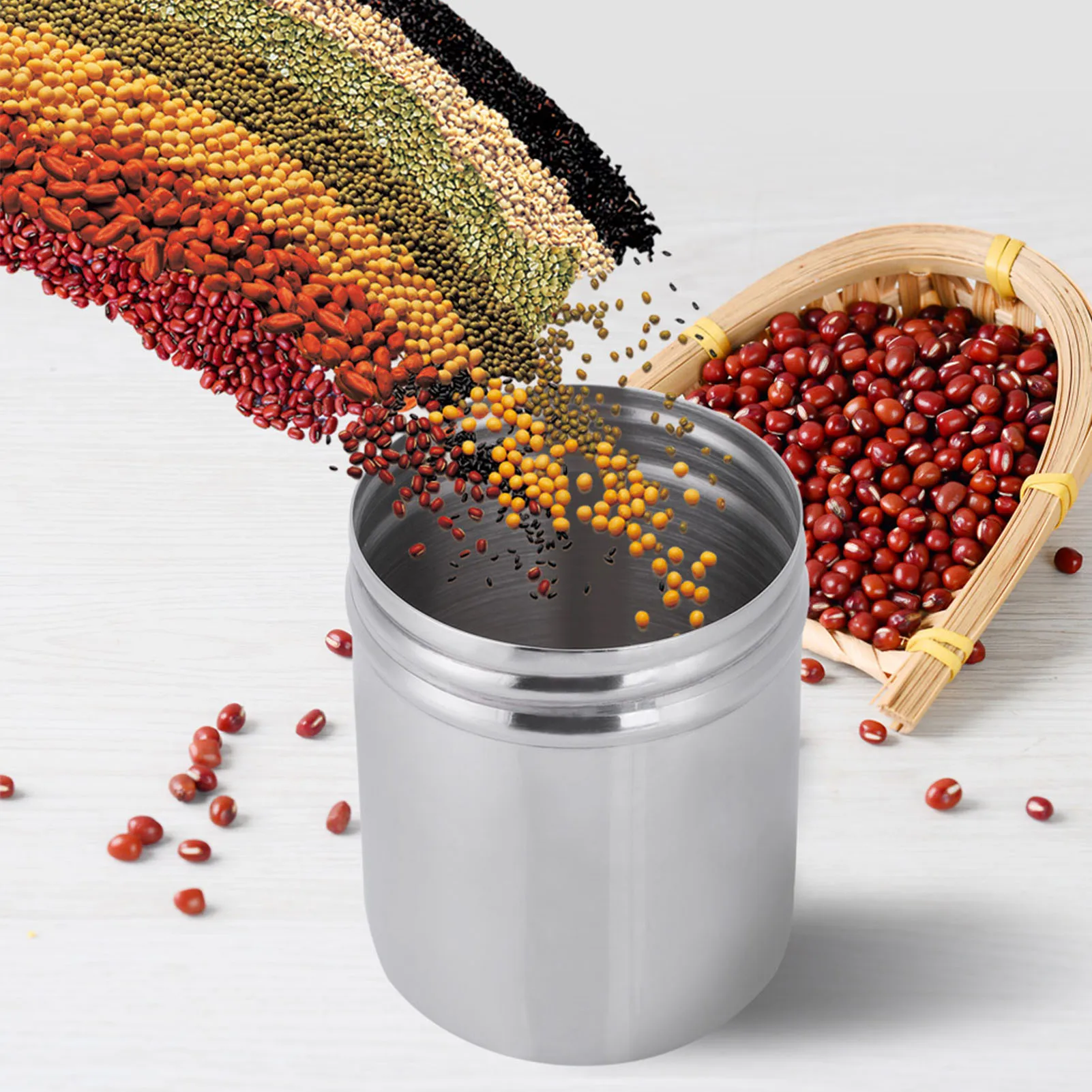 304 Stainless Steel Sealed Storage Jar Portable Tea Coffee Beans Container Stainless Steel Sealed Jar Food Storage Jar