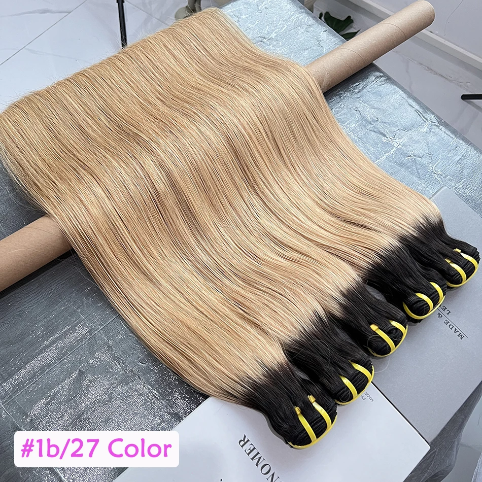 

Ombre T1B/27 Цветные прямые пучки человеческих волос 100% натуральные человеческие волосы для наращивания с двойным утком 100 грамм для женщин