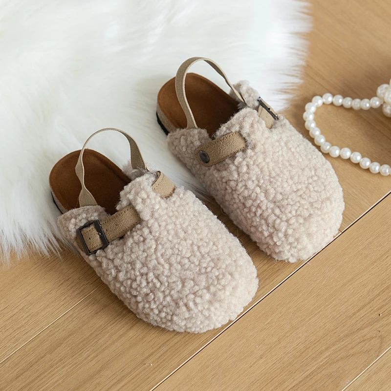 2024 NewWinter flat suede flat shoes for girls warm non-slip heels girl shoes Assorted slippers size26-36