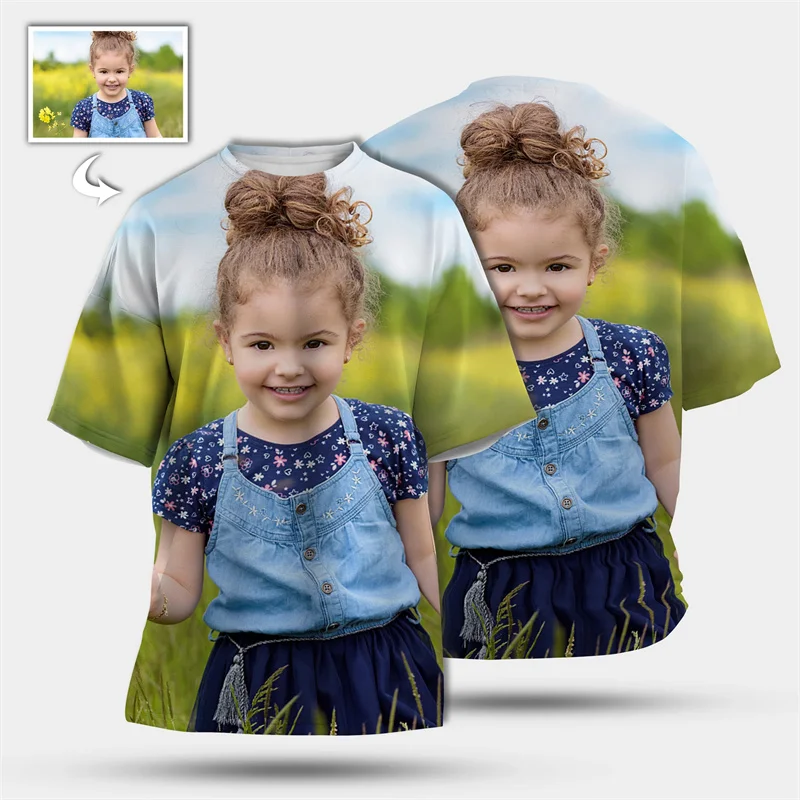 Personalized 3d Printing T-shirt Custom Photo Short-sleeved Tees Men Women DIY T Shirts Spring Summer Children T Shirt Gift view 2