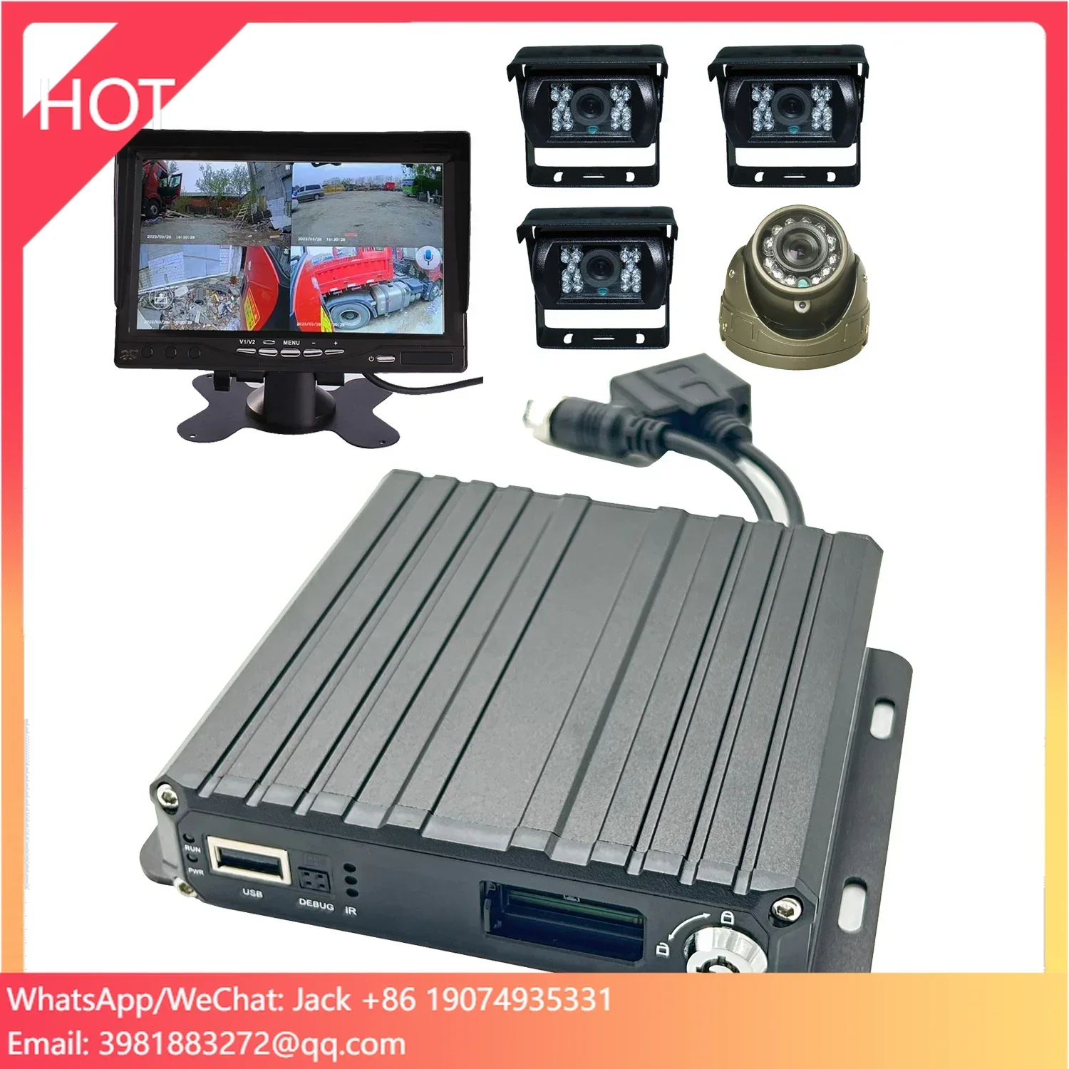 Sistema di telecamere di sicurezza 4CH 4G GPS WIFI 1080P H.265 con DVR mobile LCD VGA IPS da 7 pollici 4 telecamere impermeabili AHD 2.0MP