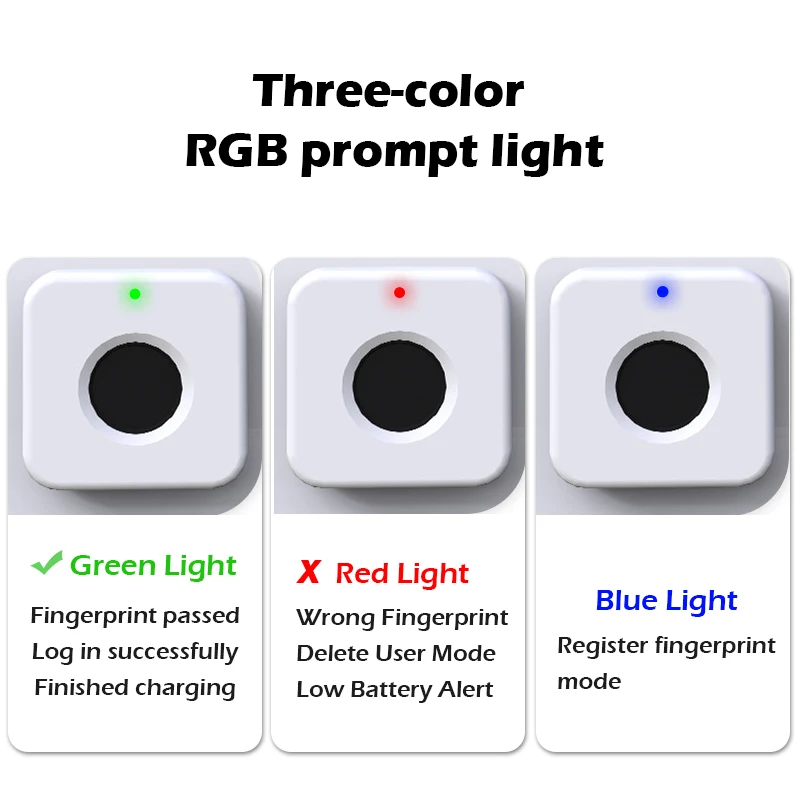 KAK Biometric Fingerprint Lock White Keyless Cabinet Lock Smart Drawer Locks Anti-theft Door Lock Long Standby Time Door Hardwar