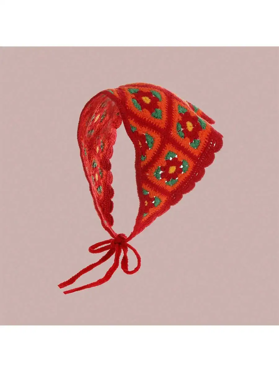 

Vintage Boho Crochet Headband For Women Floral Pattern Hair Accessory Summer Beach Turban