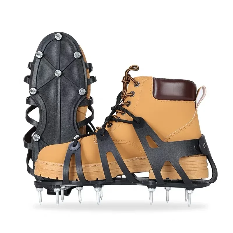 Self Leveling Spiked Shoes One Piece Surrounding Lawn Aerator Shoes Soil Loosening Nail Shoes For Garden Grass Construction