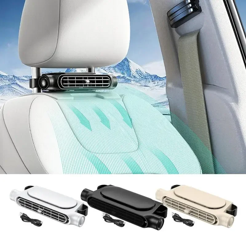 

Car Backseat Cooling Fan Seat Fan Front Rear Seat Headrest Cooling Air Fan USB 3 Adjustable Wind Car Interior Decor Cooling Fan