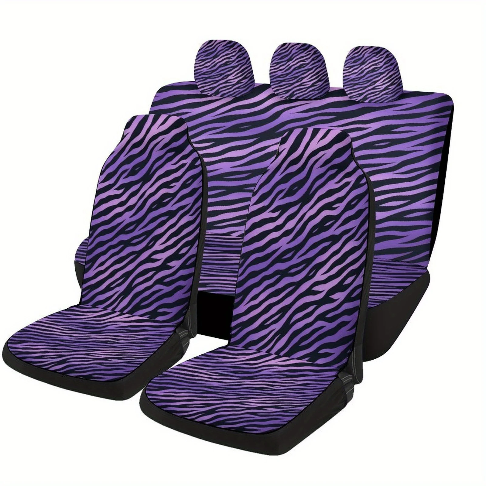 

Purple Zebra Pattern Themed Car Seat Cover Set For Most Cars, Fashion Novelty Car Seat Protector Covers Full Set, Universal Car