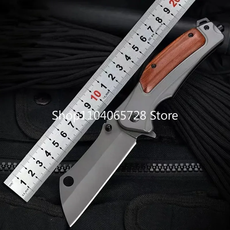 TOP Quality DA107 Wooden Handle Folding Knife Outdoor Portable Multi-Purpose Pocket Knife Wilderness Survival Sharp EDC Tool