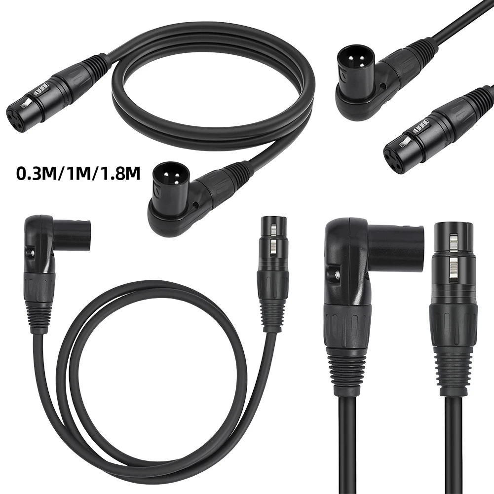 0.3/1/1.8M Right Angle XLR Male To Female 3 Pin Mic Cord 90-Degree XLR DSLR Video Cameras Microphone Cable Accessories