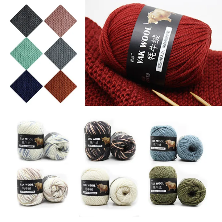 

100g/roll Wool Yak Yarn Crochet Yarn for Knitting Needle 4.5mm Hand Knitting Yarn 3 Shares Fine Woolen Dyed Hooked scarf hat